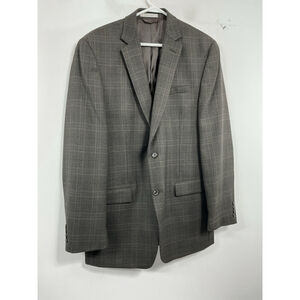 Mens Excellent Condition Joseph Abboud Plaid Sports Coat 40 L Brown Lined Button
